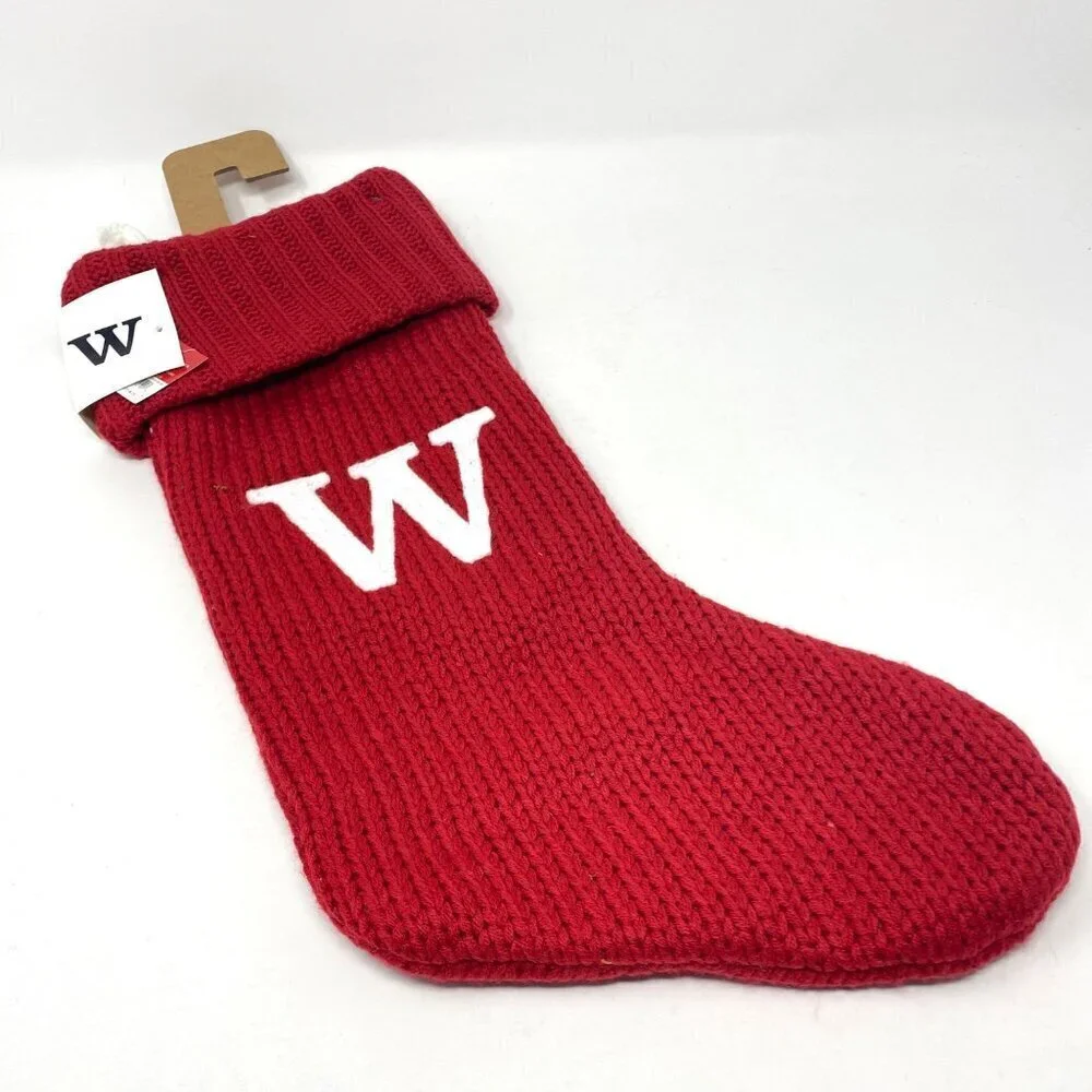 Target Wondershop Knit Monogram Christmas Stocking Red White 20